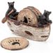 Bear Coasters Set - 3 schattige handgemaakte zwarte beer beeldjes peddelen in een kano met 6 full-size 3,5" rustieke onderzetters - blokhut decor, zwarte beer decor, rustieke decoratie voor thuis
