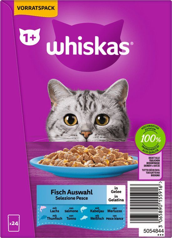 Whiskas 1+ Vis Selectie Gelei 24x85g - Vis