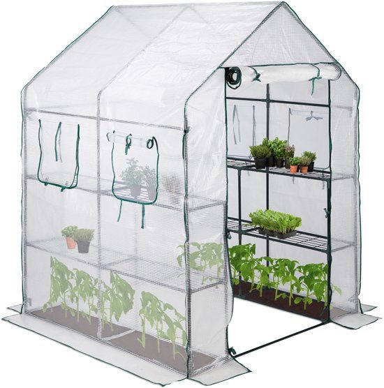 Relaxdays Broeikas 4 Vensters - Hobbykas - Tuinkas - 2 m² - Transparant Groen
