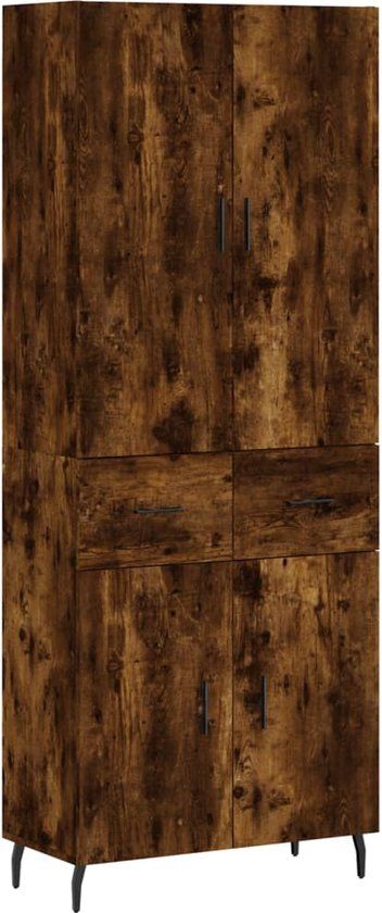 vidaXL Hoge kast bewerkt hout gerookt eikenkleurig 69,5x34x180 cm