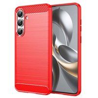 Samsung Galaxy S25 FE 5G Coque Housse Étui Silicone Gel Carbone + Film Écran - Rouge