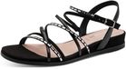 Tamaris Dames Platte Sandalen 1-28103-42 Zwart Glam 39 EU