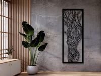 Vailla Wanddecoratie Vrouw in Boom, Houten Wandbeeld, 3D Wanddecoratie voor Thuis, Moderne Beelden voor Huis Kantoor Slaapkamer, Woonkamer - 30x70 cm