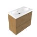 Saniclass Badkamermeubelset - 80x45x63.5cm - Palermo keramische wastafel wit - 1 wasbak - 1 kraangat - 2 lades - mat eiken natural (hout) SW1420801/SW24913