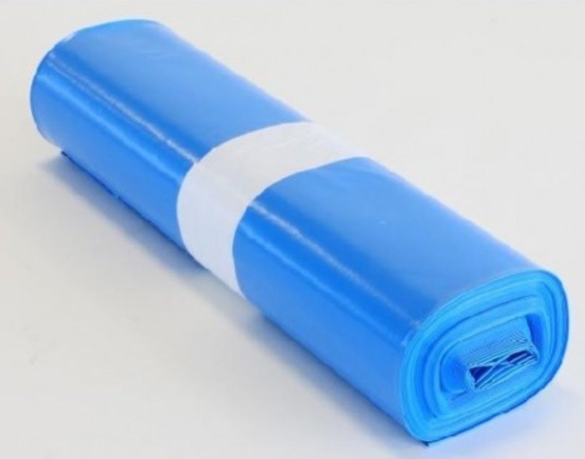 VDZ LDPE afvalzakken / vuilniszakken 120 liter Blauw op rol 70x110cm T70 44my 200 stuks (10 rollen a 20 stuks)