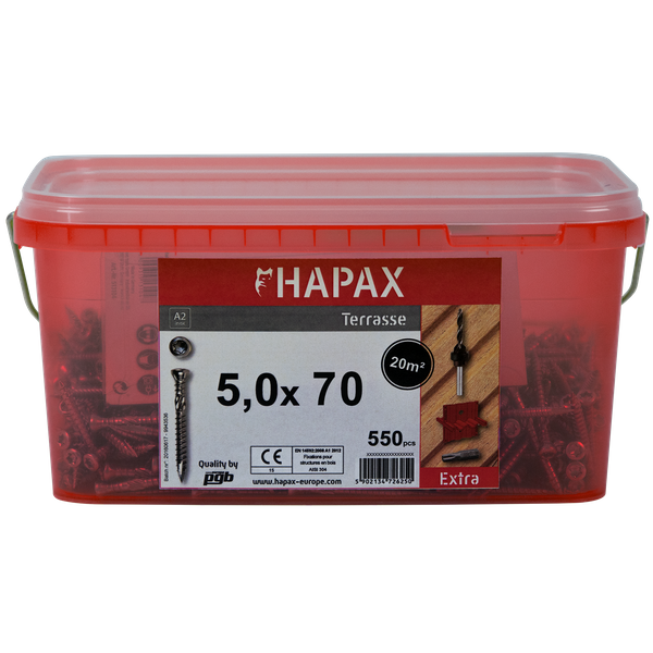 pgb-Europe HAPAX hardhoutschroeven 5x70 A2 (set)/emmer - HAP020A00SET070M