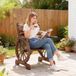 Bois Brûlé Chaise De Jardin En Bois Avec Piètement À Lattes, Dossier Et Accoudoirs Inclinés, 66 X 55 X 90 Cm
