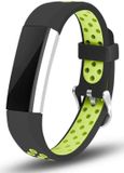 Strap-it Siliconen Smartwatch bandje - Geschikt voor Fitbit Alta / Alta HR sport bandje - Zwart/Groen - Maat S