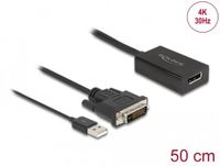 Delock Adapter DVI male to DisplayPort 1.2 female black 4K with HDR function 50 cm