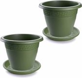 Forte Plastics Bloempotten - 3 stuks - Donkergroen - Ø 30 cm