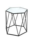 HAKU Bijzettafel zwart metaal salontafel veiligheidsglas 5 mm - Maat: B 46 cm x H 46 cm x D 40 cm, Stijl: Modern