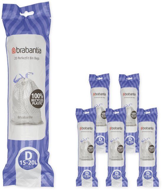 Brabantia PerfectFit Vuilniszakken - 15/20 l - Code D - 6 rollen x 20 stuks