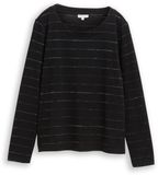 Tom Tailor - Shirt met lange mouwen en glitterstrepen - Maat XXL - black stripe with lurex
