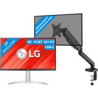 LG 27UP850K-W.AEU + BlueBuilt Monitorarm Gasveer voor 1 Monitor