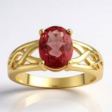 Cavill - Gouden damesring 375 geelgoud met 1,462 ct ovale rode apatiet