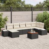 vidaXL Tuinbank - Set - 8 - st - Zwart - poly - rattan