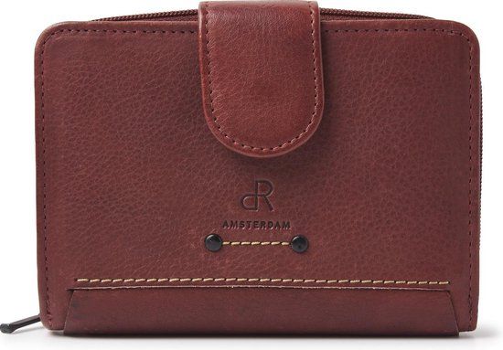 dR Amsterdam Tampa Dames Portemonnee - Bruin - Leer - RFID - Rits - 8 Pasjes