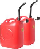 Merkloos / Sans marque Jerrycan - 2x - 20 liter - benzinetank voor brandstof - rood - kunststof