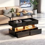MODFU Salontafel - Verstelbaar - 2 Lades - MDF - Zwart - 100 X 50 X 46 Cm
