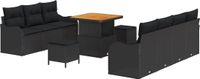 vidaXL Tuinbank - Set - 10 - st - Zwart - poly - rattan
