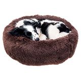 Ferplast Kattenmand CUDDLY 80 Hondenmand Zacht pluche kattenkussen, diam 80 xh 17 cm. Bruin