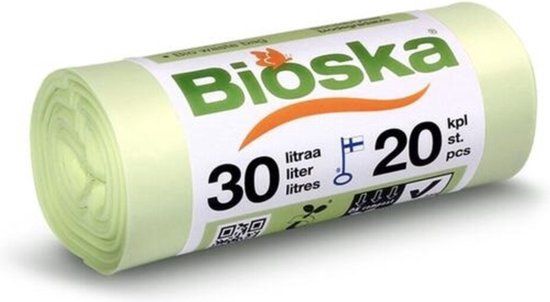 Bioska Afvalzakken 30 liter 20 stuks - Groen