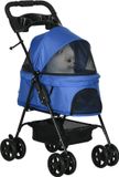 PawHut huisdierenbuggy - met veiligheidsgordels - staal - blauw