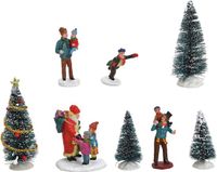 G. Wurm Gmbh + Co. Kg 8x pièces village de Noël figurines et sapin de Noël - Village de Noël pièces décoration de Noël