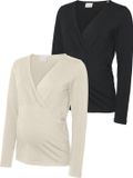 Mama Licious Top Bodycon fit V-Hals Lange mouw Biologisch katoen - S