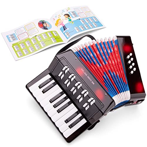 New Classic Toys Accordeon Zwart Met Muziekboek