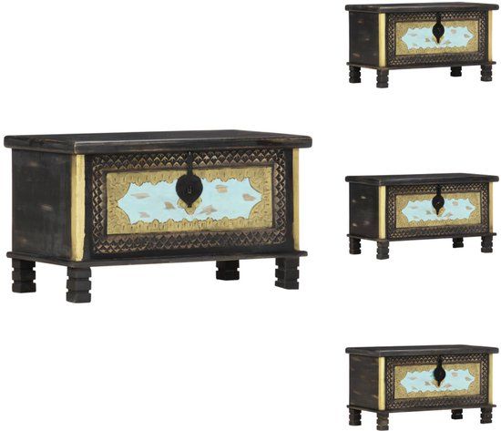 vidaXL Opbergkist 80x40x45 cm massief mangohout zwart