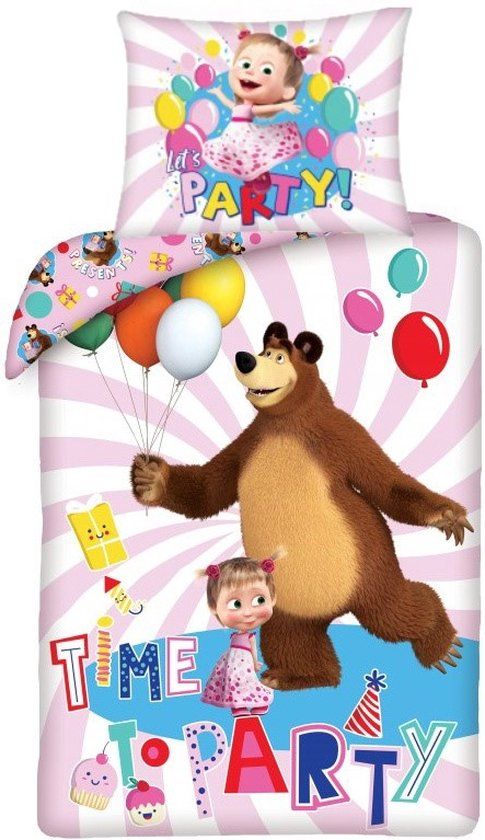 Masha en de Beer Dekbedovertrek - Party - Katoen - 140x200 cm