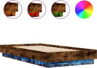 vidaXL Bedframe met LED-verlichting, gerookt eikenkleurig, 90x190 cm