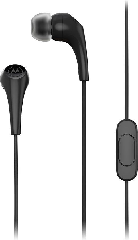 Motorola 2-S In-Ear Oordopjes - Zwart - Noise Isolation - Comfortabele en Lichtgewicht Pasvorm - Oordopjes met Draad - In-Line Microfoon - Handsfree Bellen