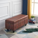 Shally Dogan Binnenkist met gewatteerde zitting, nubuckleer, voetenbank voor slaapkamer, woonkamer, bank, 80 x 40 x 43 cm (bruin)
