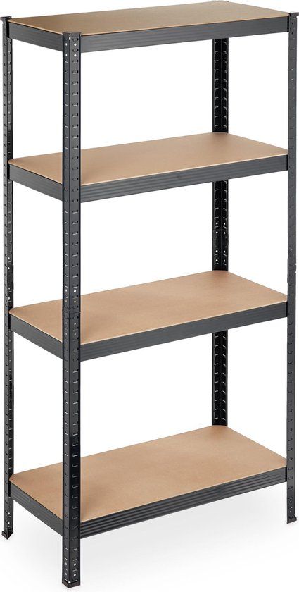 Relaxdays Stellingkast - 157x80x41cm - 4 Planken - Zwart