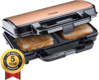 Bestron Tosti apparaat - ASM92XLCO - 900W - Voor 2 tosti's met schelpvorm - Anti aanbaklaag - Koper - 5 jaar garantie
