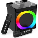 Karaokemachine - 2 microfoons sans fil - Bluetooth 5.0 - Avec éclairage LED