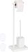 Merkloos Relaxdays Toiletrolhouder staand - met wc-borstel en houder - rvs - wit