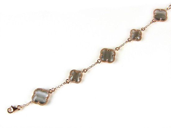 model 5 fiori armband zilver roze verguld grijs - Schakelarmband - 925 zilver - 20 cm