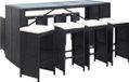 vidaXL 9-delige Tuinbarset Poly Rattan Zwart