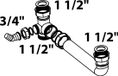 KIRCHHOFF KS dubbele spoelbak-Aansluiting afvoer, wit, 1 1/2" x 40 mm, met 3/4" toestelaansluiting