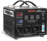 VEVOR 3000VA Step-Up/Step-Down Transformator 110V naar 220V & 220V naar 110V met 3 Amerikaanse stopcontacten, 3 Europese stopcontacten, LCD-scherm, stroomonderbreker