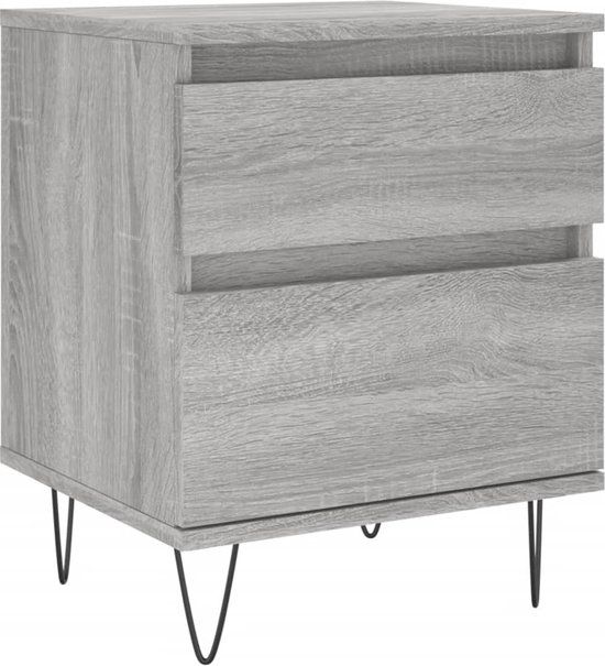 vidaXL Nachtkastje 40x35x50 cm bewerkt hout grijs sonoma eikenkleurig