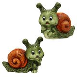 Dekohelden24 Keramische slak/decoratieve slak, set van 2, tuindecoratie, afmetingen ca. 20 x 10 x 15,5 cm, groen