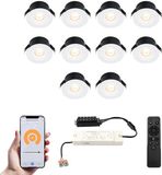 HOFTRONIC Set van 10 Cadiz Smart LED Mini Inbouwspots - Wit - 12V 3W 200lm - Dimbaar - Wifi & Bluetooth - 2700K - IP44