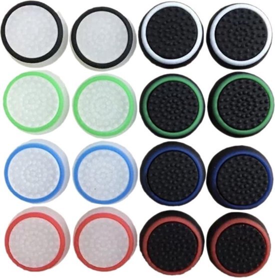 ***16x geschikt voor PS4/Ps5 Thumb Grips {voor Betere Grip} - {1 Set = 1 Paar} {van Elke Kleur} - Console Controller Cap Set - Game Accessoires - Geschikt voor Playstation - Anti Slip - Silicone - Pro Gaming - Shooting - Race - van Heble® ***