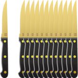 OTIX Steakmessen - Set van 12 Stuks - Goud/Zwart - RVS