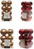 Kaemingk B.V. Kerstversiering boules de Noël en plastique mélange de couleurs camel marron/rouge foncé 4 et 6 cm paquet de 80x pièces