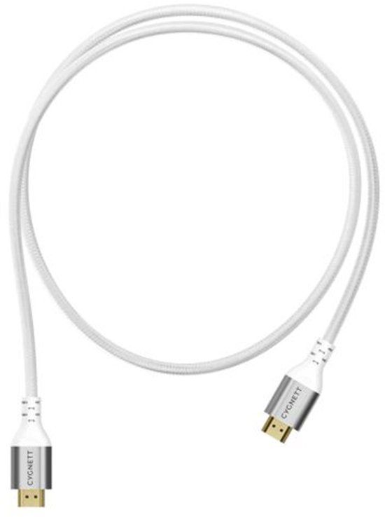 Cygnett, HDMI naar HDMI Kabel 8K - 48Gbps - Gevlochten Nylon - 1.5m, Wit